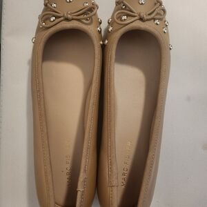 Marc Fisher Tan Studded Ballet Flats